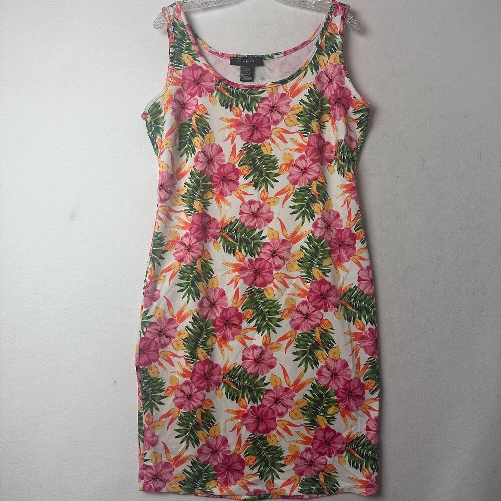 Ashley Stewart‎ dress sz 14/16 sleeveless Hawaiian print floral beach resortwear